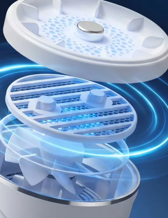 Vue technique de l'appareil PuriEasy montrant le couvercle perforé séparé de la base étanche