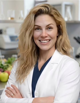 Portrait d'Hélène Vasseur, ingénieure agroalimentaire, en blouse blanche